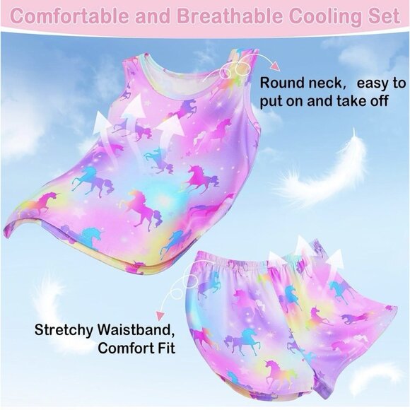 Unicorn Pajamas Sleepwear Tank & Short Pant Youth Girl Size 14-15Y - Picture 2 of 8